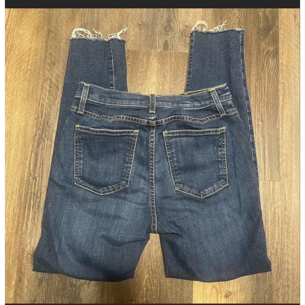 Current/Elliott Womens High Rise Distressed Skinny‎ Jeans Dark Wash Raw Hem 28